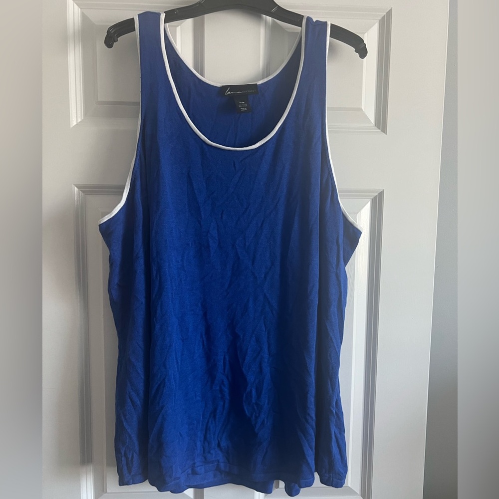 Lane Bryant Royal Blue  Light Sweater Tank Top with White Trim- NWOT
